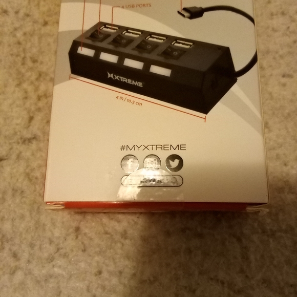 Xtreme Tech 4 Port Type-C Hub USB 2.0 with Power Switches Sealed - Picture 6 of 13